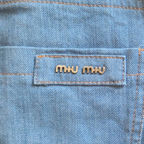 MIU MIU PRADA CROPPED CAPRI BLUE LOW RISE SKINNY JEANS STRETCH sz 25 - Picture 6 of 8